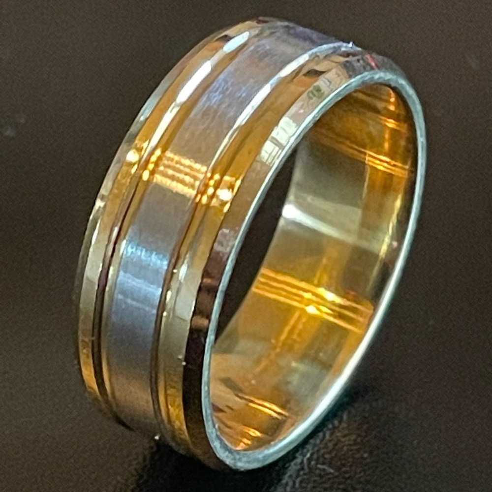 Elegant Gold and Silver titanium steel Band Ring - Picture 1 of 10